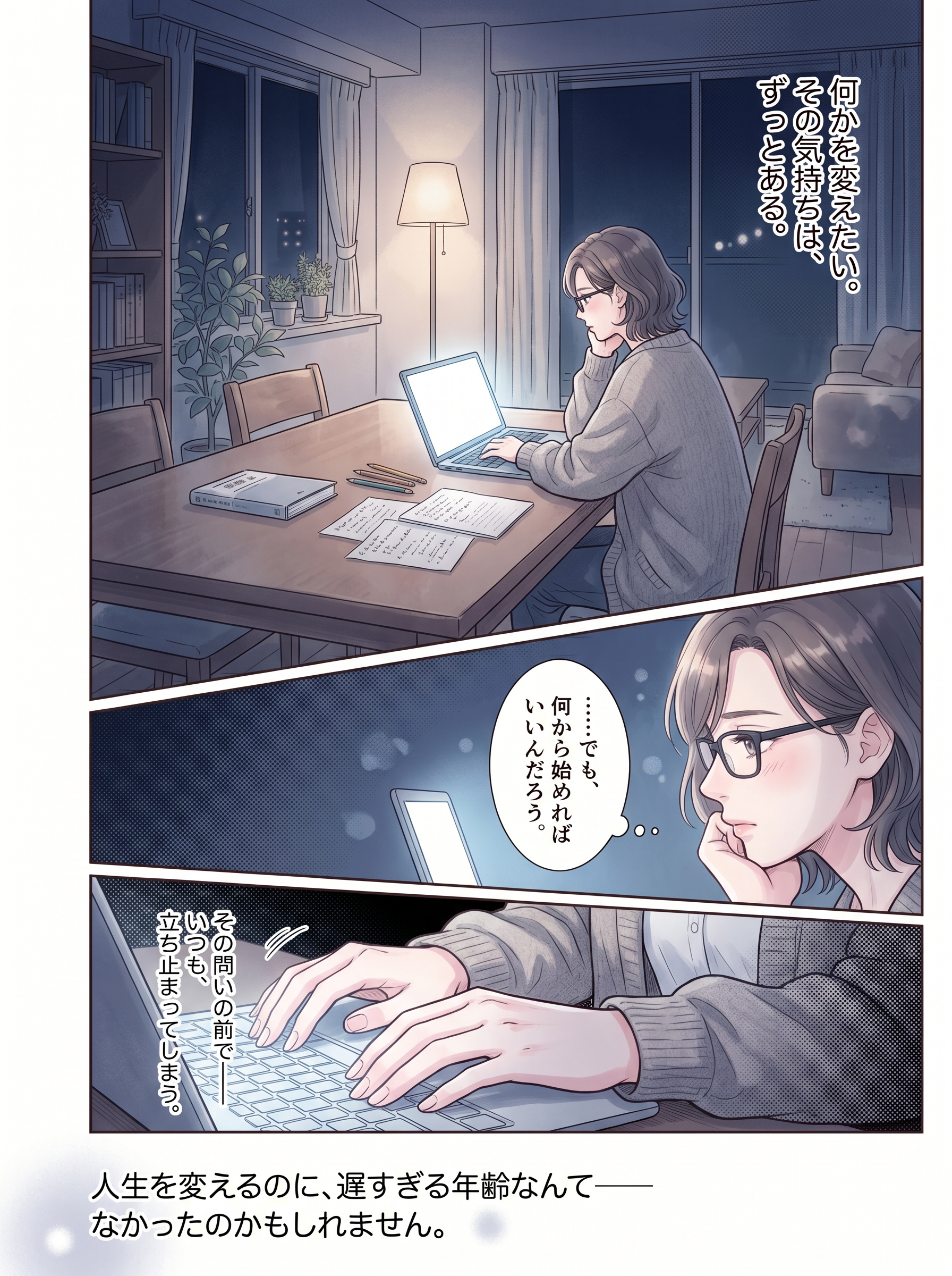 何から始めればいいか分からないと悩む50代女性の場面